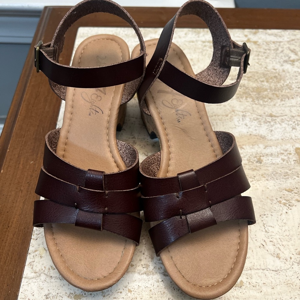 Women’s Brown Strappy Ankle‑Buckle Sandals
